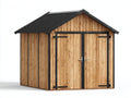 Abri de jardin - Bois - 285 x 215 x 240 cm - Bois miel-Noir - Style rustique avec double porte