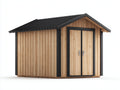 Abri de jardin - Bois - 340 x 245 x 248 cm - Bois naturel-Noir - Style contemporain avec double porte