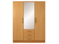 Armoire - MDF - Bois d'ingénierie - Verre - 160x56x205 cm - Bois miel - Design moderne avec miroir