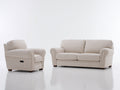 Ensemble de canapés - Tissu - 195cm x 95cm x 91cm - Beige clair-Brun - Style classique avec fauteuil inclinable électrique