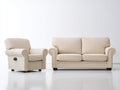 Ensemble de canapés - Tissu - 194cm x 94cm x 92cm - Beige clair-Noir - Style classique avec fauteuil inclinable manuel