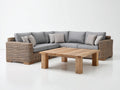 Canapé de jardin - Résine tressée-Tissu - 278 x 278 x 80 cm - Marron-Gris-Bois naturel - Style contemporain