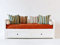 Canapé lit - Bois - 215 x 96 x 82 cm - Blanc - Style maison de campagne avec rangement