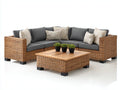 Canapé de jardin - Résine tressée-Tissu - 268 x 268 x 80 cm - Marron-Gris anthracite-Bois naturel - Style contemporain