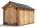 Abri de jardin - Bois - 320 x 210 x 245 cm - Brun naturel-Noir - Style rustique avec double porte