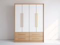 Armoire - MDF - Bois d'ingénierie - 180x58x210 cm - Blanc-Bois naturel - Design contemporain