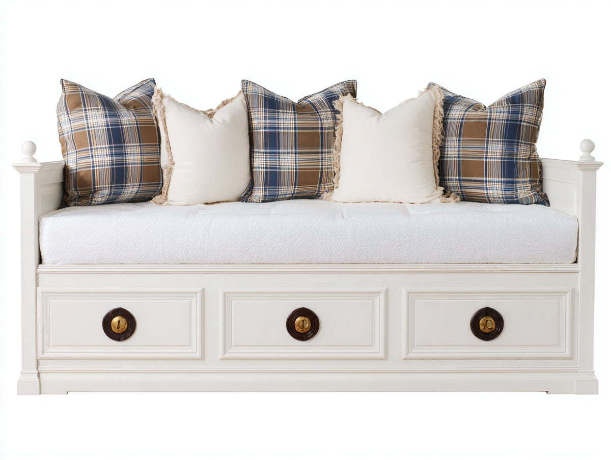 Canapé lit - Bois - 218 x 95 x 91 cm - Blanc - Style classique avec rangement