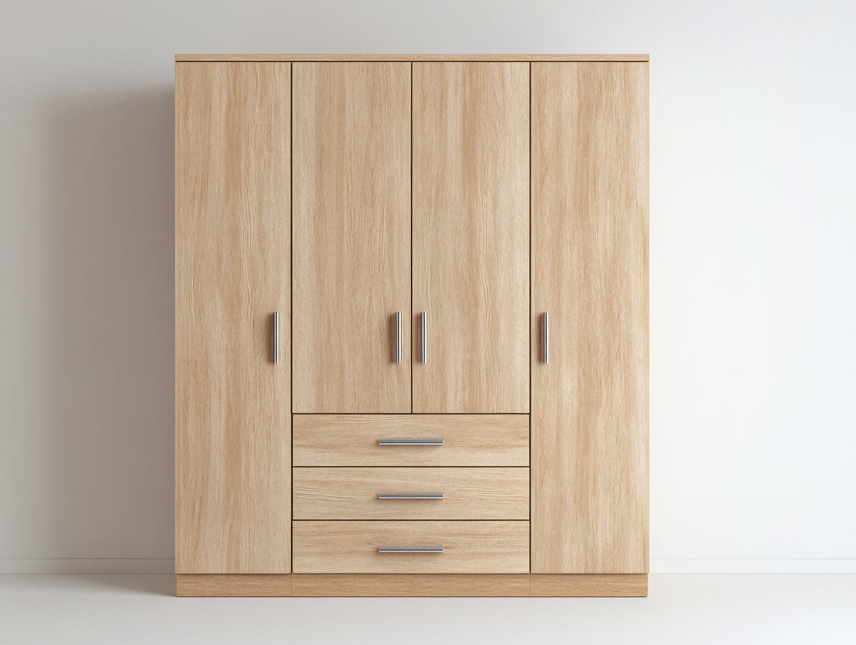 Armoire - MDF - Bois d'ingénierie - 180x58x210 cm - Bois clair - Design contemporain