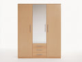 Armoire - MDF - Bois d'ingénierie - Verre - 165x58x210 cm - Bois clair - Design moderne avec miroir