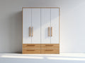 Armoire - MDF - Bois d'ingénierie - 170x58x205 cm - Blanc-Bois naturel - Design moderne