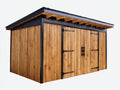 Abri de jardin - Bois - 350 x 225 x 230 cm - Bois miel-Noir - Style atelier avec toit monopente et double porte