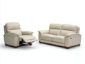 Ensemble de canapés - Cuir synthétique-Bois - 198cm x 99cm x 101cm - Ivoire-Brun-Doré - Style contemporain avec inclinaison manuelle