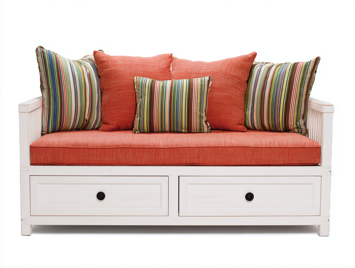 Canapé lit - Bois - 210 x 94 x 88 cm - Blanc - Style contemporain avec rangement