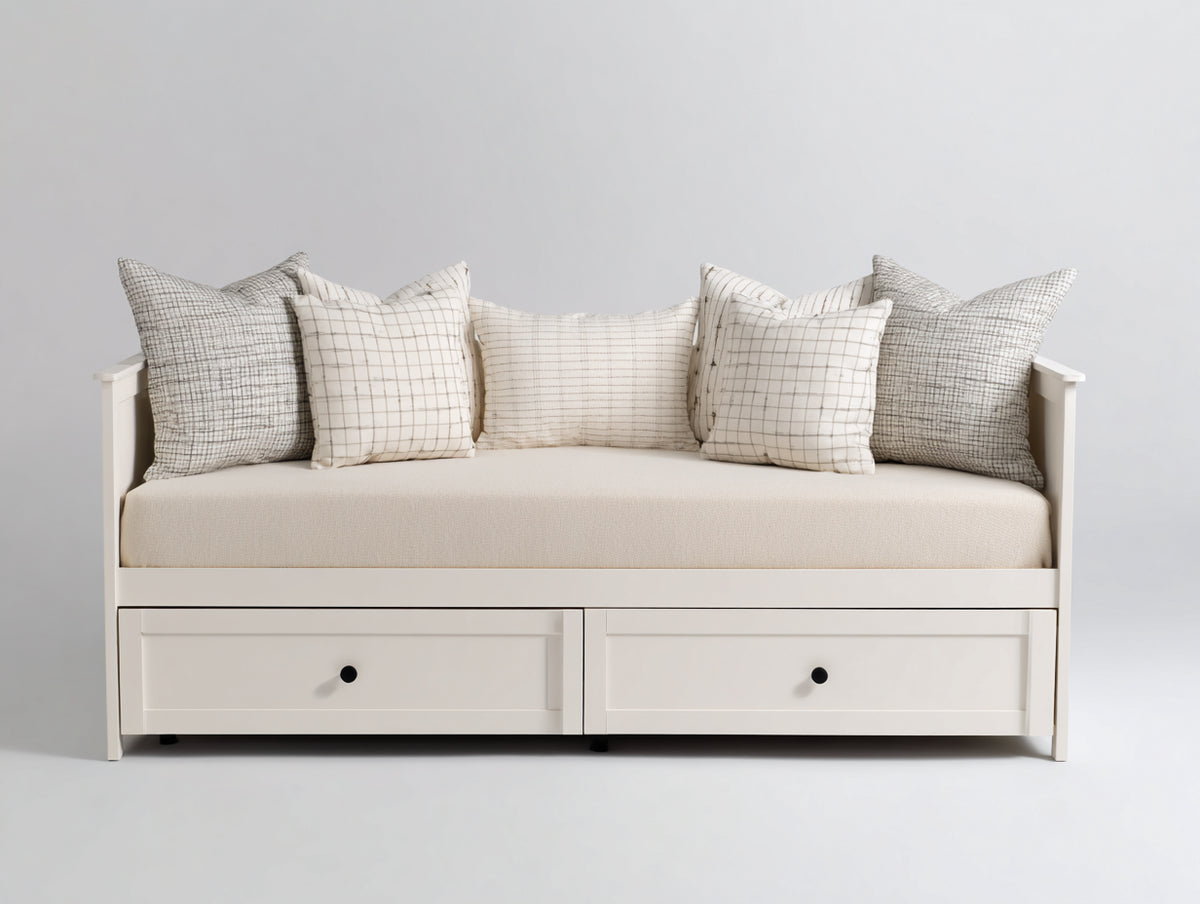 Canapé lit - Bois - 206 x 92 x 84 cm - Blanc - Style minimaliste avec rangement