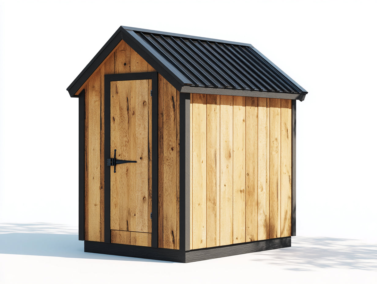 Abri de jardin - Bois - 150 x 120 x 220 cm - Bois naturel-Noir - Style rustique avec porte simple