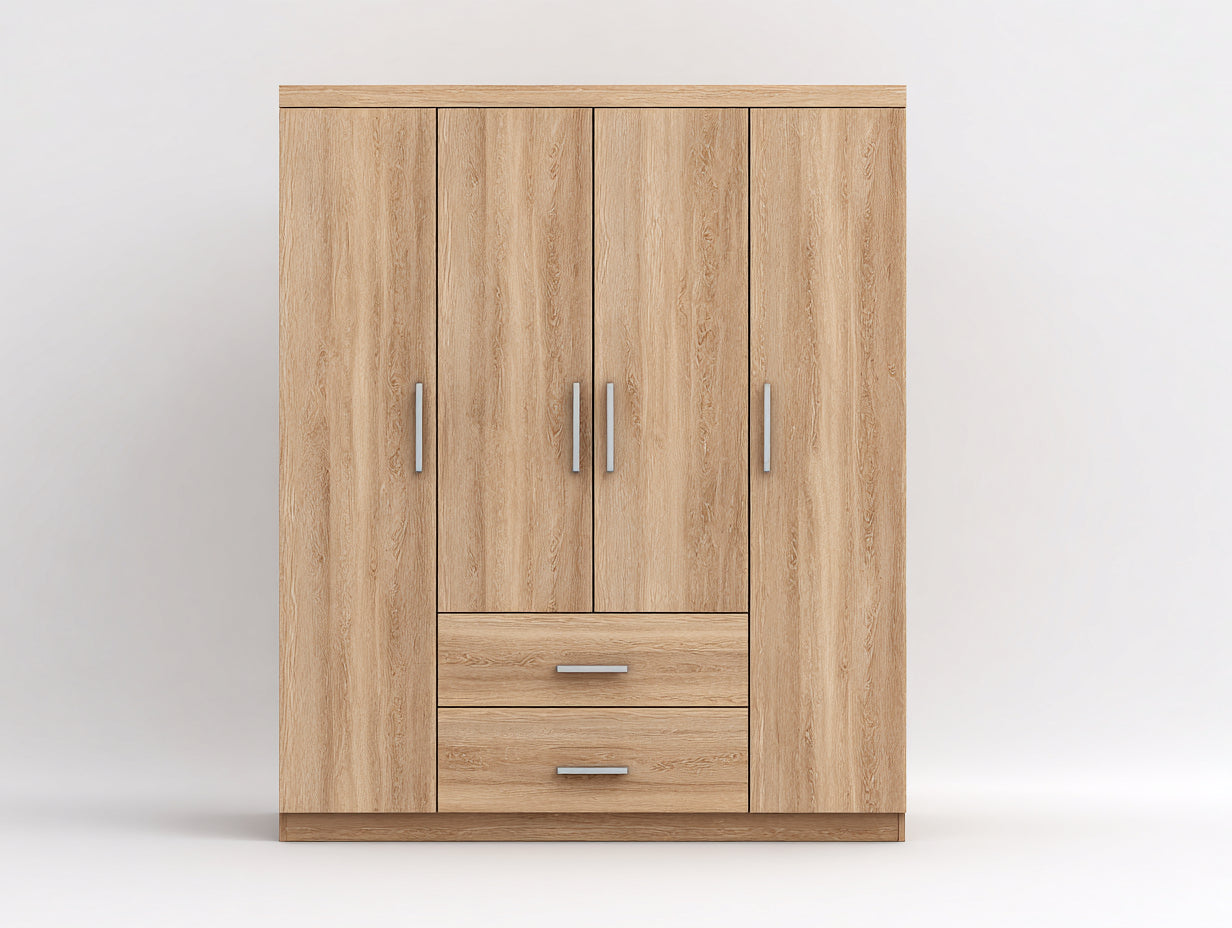 Armoire - MDF - Bois d'ingénierie - 165x58x205 cm - Chêne clair - Design moderne
