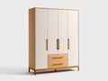 Armoire - MDF - Bois d'ingénierie - 175x58x205 cm - Blanc-Bois naturel - Style scandinave