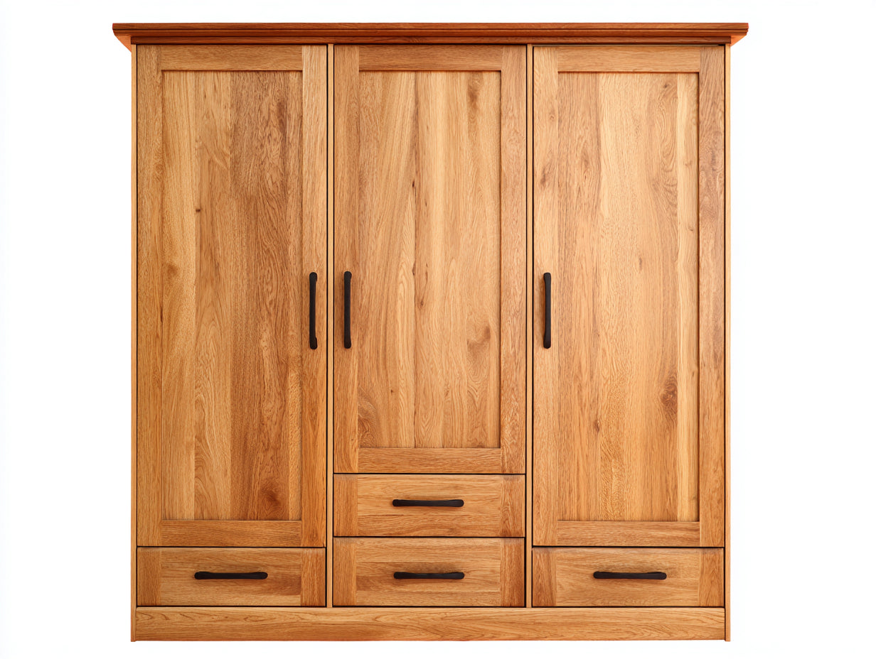 Armoire - Bois massif - 180x60x205 cm - Bois doré - Design traditionnel