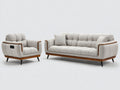 Ensemble de canapés - Tissu-Bois - 226cm x 97cm x 91cm - Gris clair-Brun-Noir - Style contemporain avec fauteuil inclinable électrique