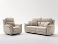 Ensemble de canapés - Cuir synthétique - 198cm x 100cm x 101cm - Crème-Noir - Style contemporain avec fonction inclinable électrique