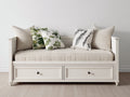 Canapé lit - Bois - 212 x 96 x 89 cm - Blanc - Style classique avec rangement