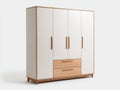 Armoire - MDF - Bois d'ingénierie - 185x60x205 cm - Blanc-Bois naturel - Style scandinave
