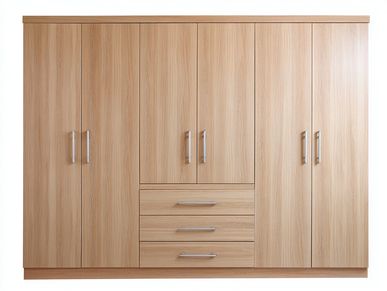 Armoire - MDF - Bois d'ingénierie - 240x60x215 cm - Bois clair - Design contemporain