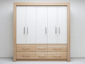 Armoire - MDF - Bois d'ingénierie - 240x60x220 cm - Blanc-Bois naturel - Design contemporain