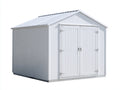 Abri de jardin - Métal - 280 x 220 x 235 cm - Blanc - Style classique avec toit à deux pentes et double porte